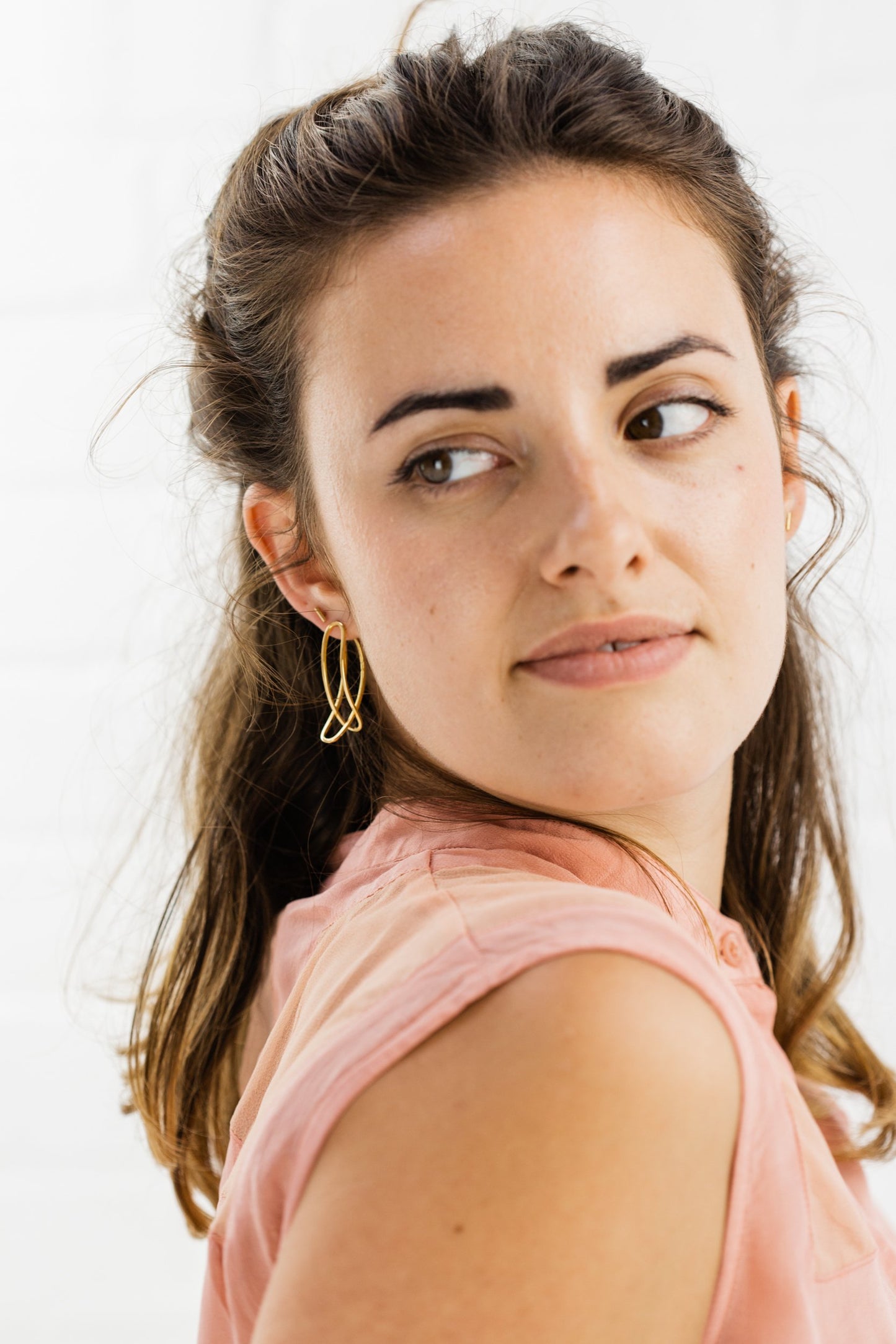 Woman wearing Evita Two Way Drop Earring 