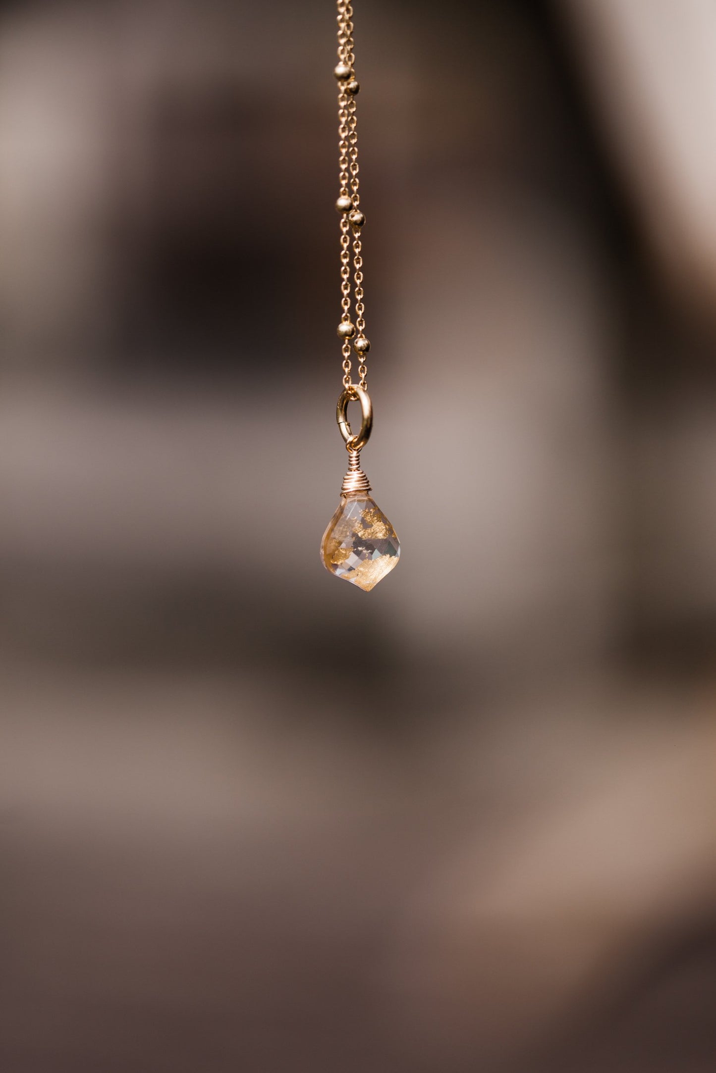 Close up of Guardian Pink Amethyst Satelite Chain Necklace 