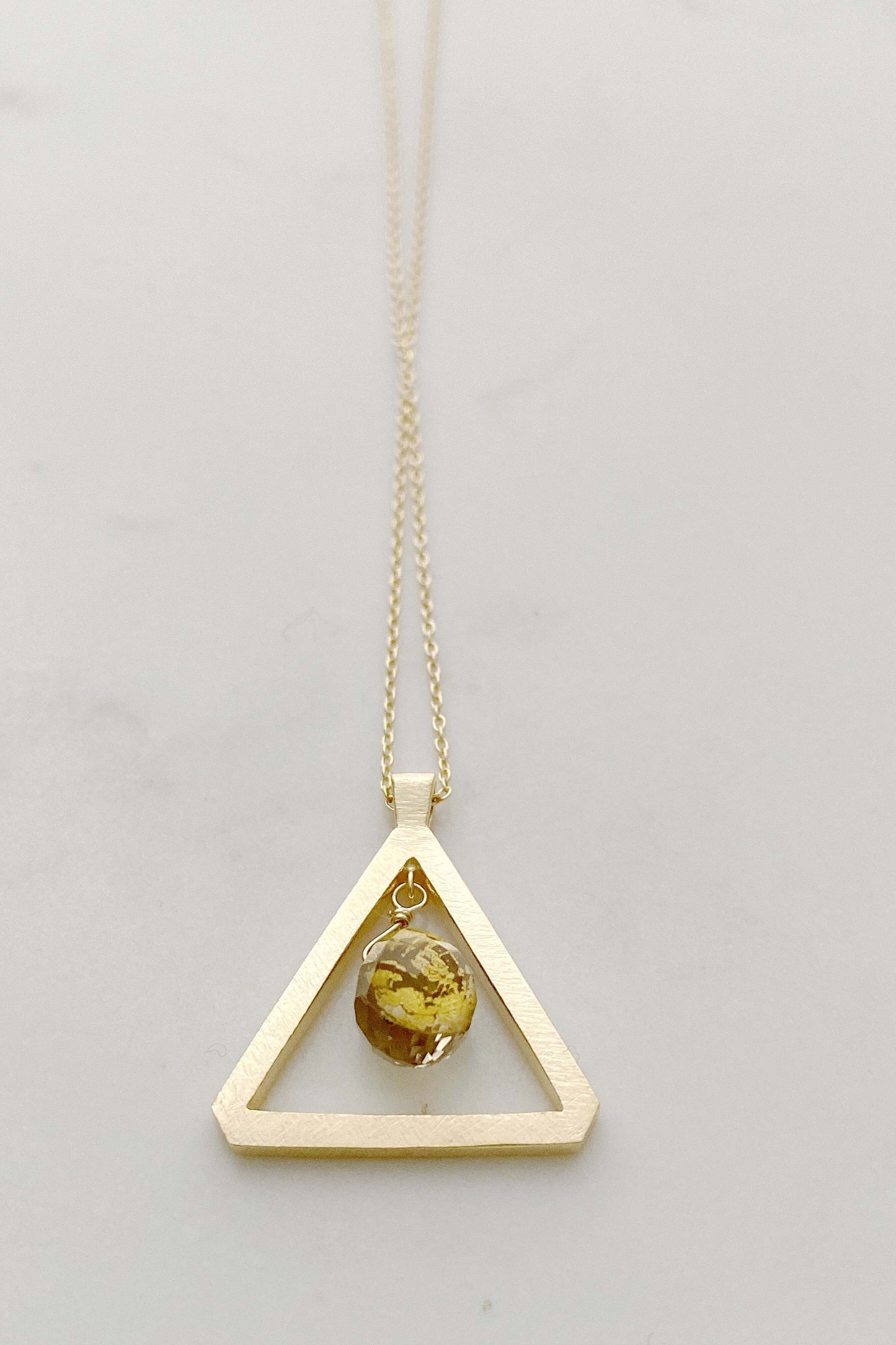 Close up of Guardian Triangle Smokey Quartz Necklace